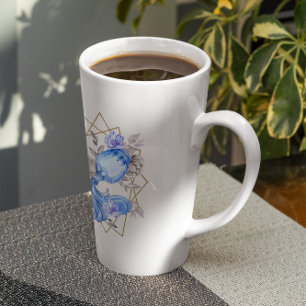Tasse Latte Aquarelle Verseau Astrologie Zodiaque   Monogramme