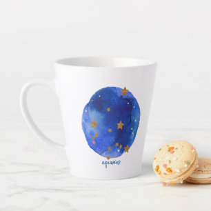 Tasse Latte Aquarius Aquarelle Nuit Ciel Constellation Zodiac