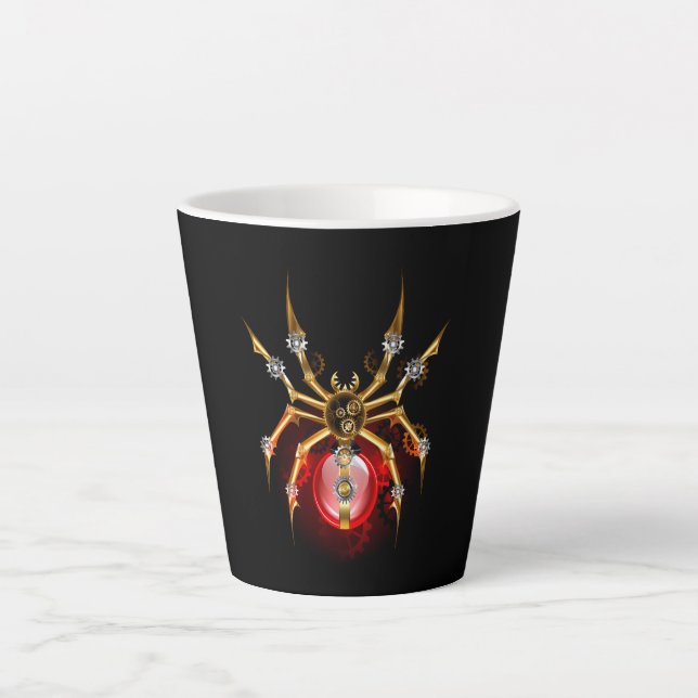 Tasse Latte Araignée en vapeur noire (Devant)