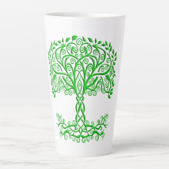 Tasse Latte Arbre Celtique Vert De Vie (Devant)