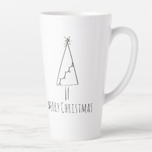 Tasse Latte Arbre de Noël minimaliste en ligne artistique 