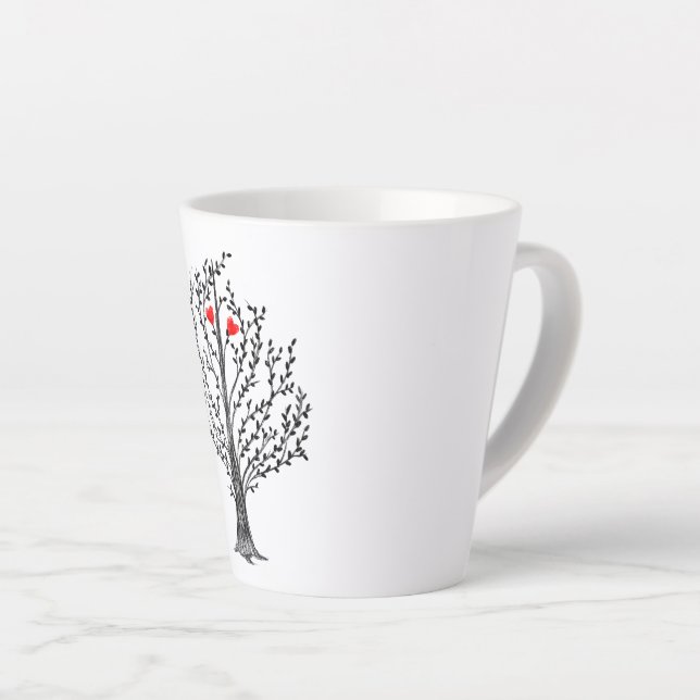 Tasse Latte Arbre et Coeurs (Angle droit)