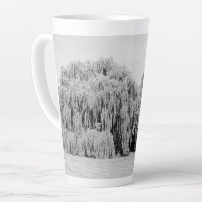 Tasse Latte Arbres à saules à pleurs noirs et blancs (Angle gauche)