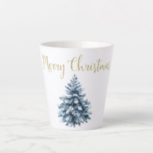 Tasse Latte Arbres de Noël bleu blanc