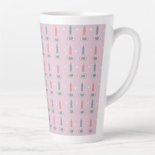 Tasse Latte Arbres de Noël Snowflakes vert rose