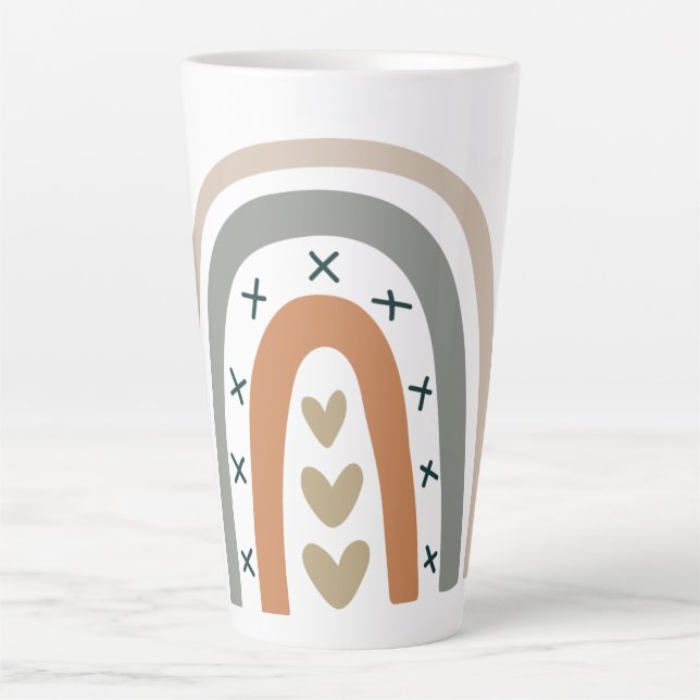 Tasse Latte Arc-en-ciel beige gris moderne blanc (Devant)