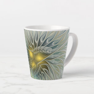 Tasse Latte Argent d'or Imaginaire Fractal Abstrait Art