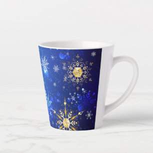 Tasse Latte Arrière - plan Bleu XMAS avec des flocons de neige