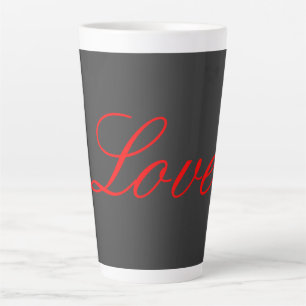 Tasse Latte Arrière - plan gris tendance Red Love Mariage