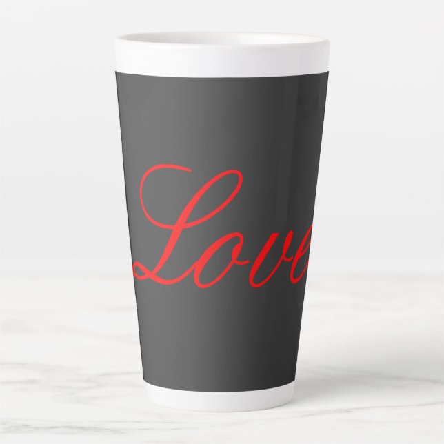 Tasse Latte Arrière - plan gris tendance Red Love Mariage (Devant)