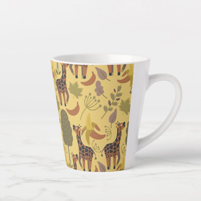 Tasse Latte Arrière - plan jaune motif sans soudure (Droite)