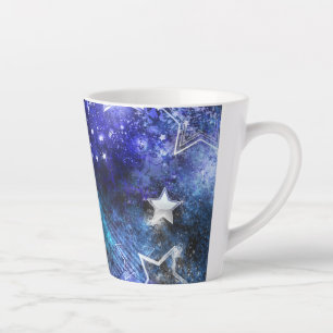 Tasse Latte Arrière - plan spatial avec étoiles
