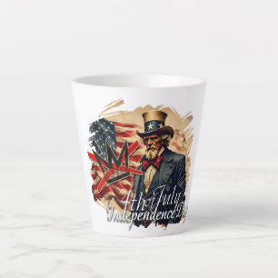 Tasse Latte Art de la fête de l'indépendance de l'oncle Sam sa