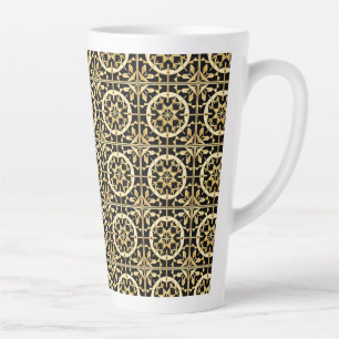 Tasse Latte Art de motif géométrique or élégant