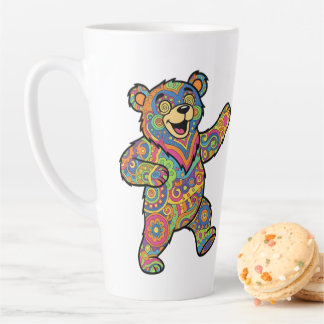 Tasse Latte Art de nounours psychédélique coloré