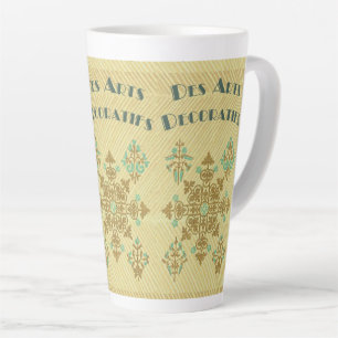 Tasse Latte Art déco or et art vintage turquoise