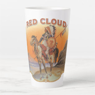 Tasse Latte Art d'étiquette de cigare vintage, Indien Red Clou