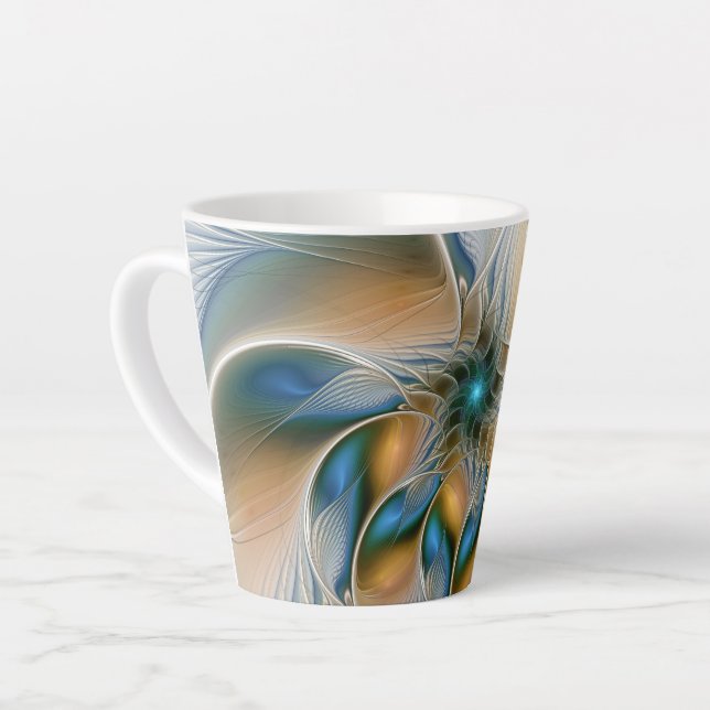 Tasse Latte Art Fractal De L'Imaginaire Abstrait En Plein Esso (Angle gauche)
