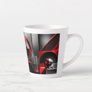 Tasse Latte Art géométrique abstrait dynamique rouge et noir C