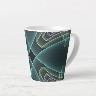 Tasse Latte Art graphique géométrique fractal sarcelle moderne