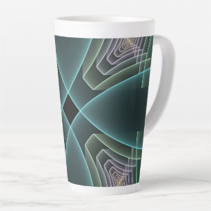 Tasse Latte Art graphique géométrique fractal sarcelle moderne