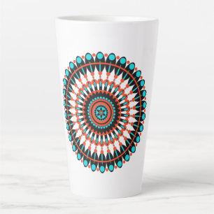 Tasse Latte Art mandala géométrique coloré-46456
