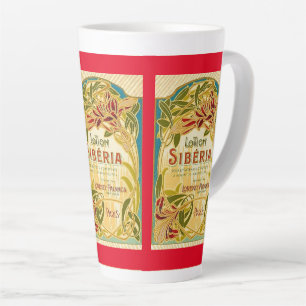 Tasse Latte Art nouveau floral beauté lotion Siberia étiquette