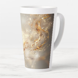Tasse Latte Art numérique Golden Musical Notes