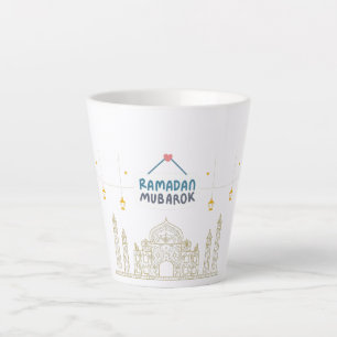 Tasse Latte Art typographique du croissant islamique Ramadan K