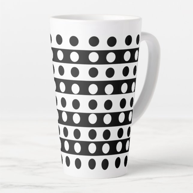 Tasse Latte Artiste Abstrait noir et blanc personnalisé (Angle droit)