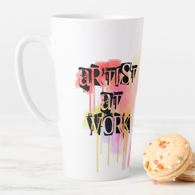 Tasse Latte Artiste de conception aquarelle personnalisée  (En situation)