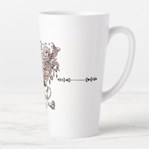 Tasse Latte Artistic Swirl Botanical Coffee Cup Illustration M