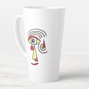 Tasse Latte Artwork de ligne face Abstrait formes simples créa