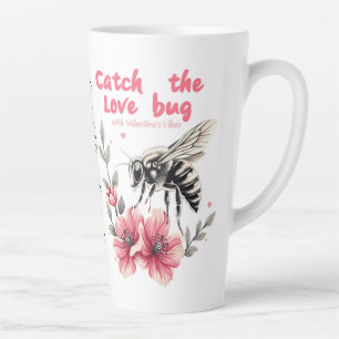 Tasse Latte Attrapez le Bug de l'Amour pour la Saint-Valentin 