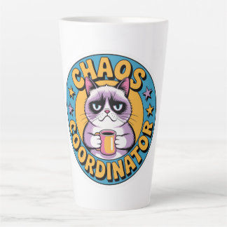 Tasse Latte Autocollant Chat Coordinateur du Chaos - Café Grin
