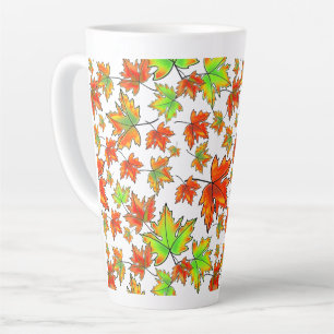 Tasse Latte Automne rouge orange feuille érable feuille