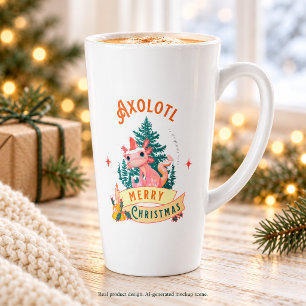 Tasse Latte Axolotl Joyeux Noël Chapeau de Père Noël Mignon