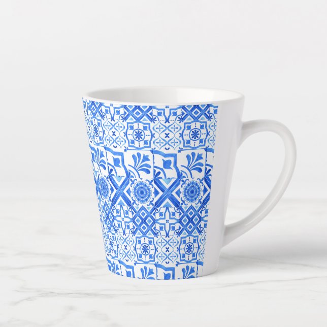 Tasse Latte Azulejo bleu et blanc Motif Azul espagnol (Droite)