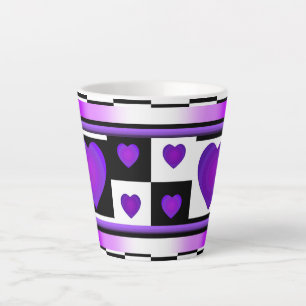 Tasse Latte B&W Purple Hearts Beating