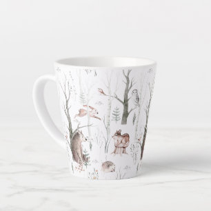 Tasse Latte Baby shower des amis de la forêt aquarelle