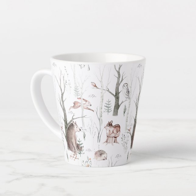 Tasse Latte Baby shower des amis de la forêt aquarelle (Angle gauche)