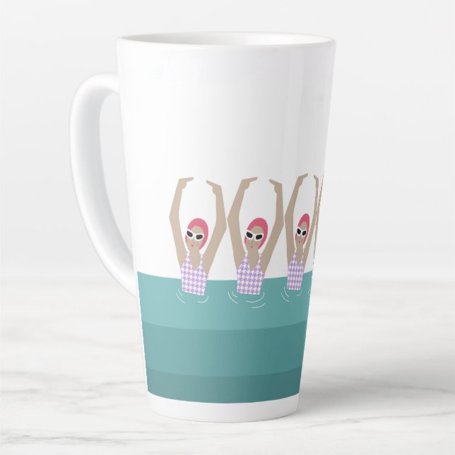 Tasse Latte Baigneurs artistiques | Illustration de natation a (Angle gauche)