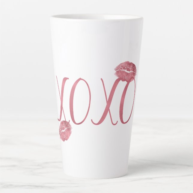 Tasse Latte Baisers rose XOXO (Devant)