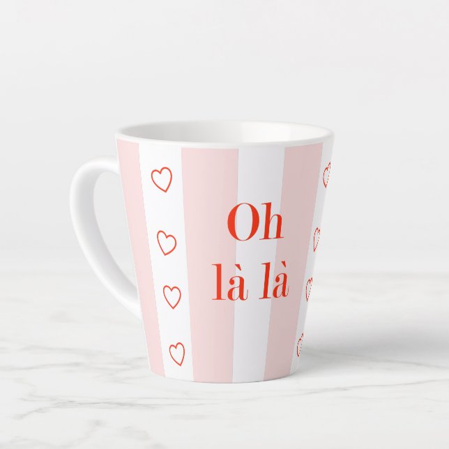 Tasse Latte Ballet Rose Stripe Oh La La (Angle gauche)