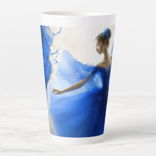 Tasse Latte Ballet Tourbillon Élégant en bleu indigo