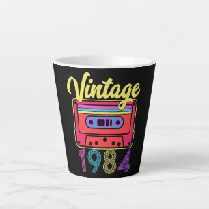 Tasse Latte Bande de cassette colorée vintage 1984