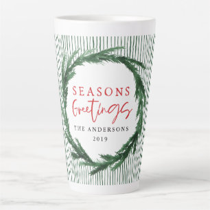 Tasse Latte Bande verte et couleur d'eau Noël