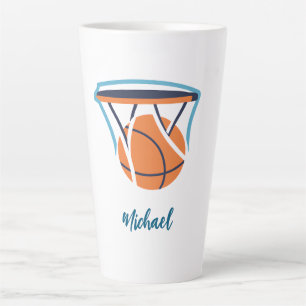 Tasse Latte Basket-ball Votre nom personnel