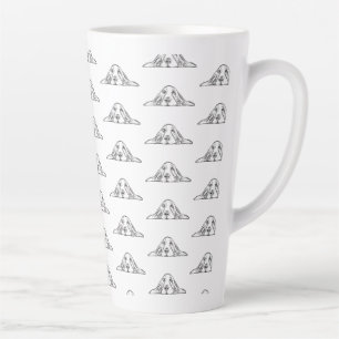 Tasse Latte basset hound noir blanc yeux de chiot simple 