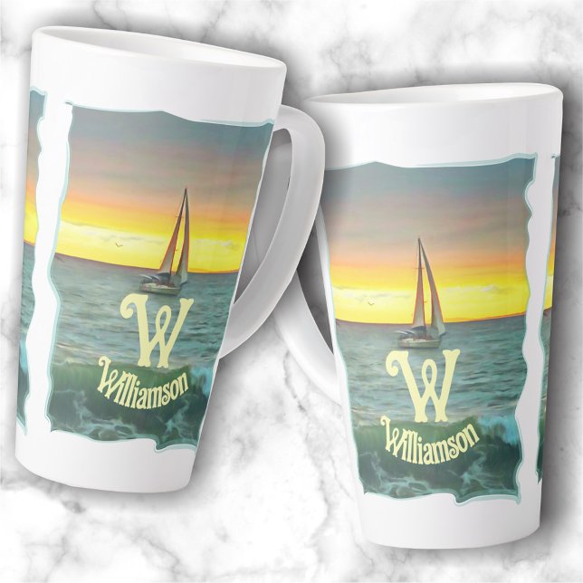 Tasse Latte Bateau à voile sur Banderas Bay 0884 (Créateur téléchargé)